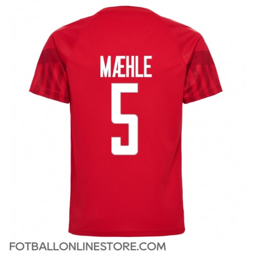 Billige Danmark Joakim Maehle #5 Hjemmetrøye VM 2022 Kortermet